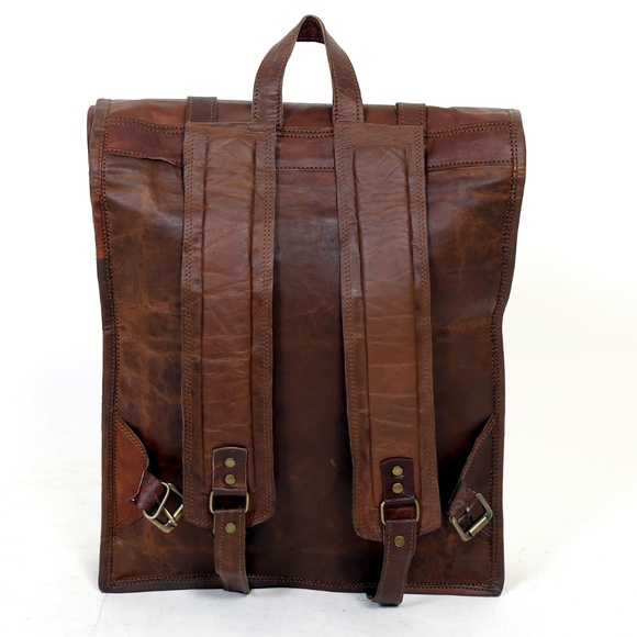 Women's Rolltop Leather Backpack - Picture 6 of 8